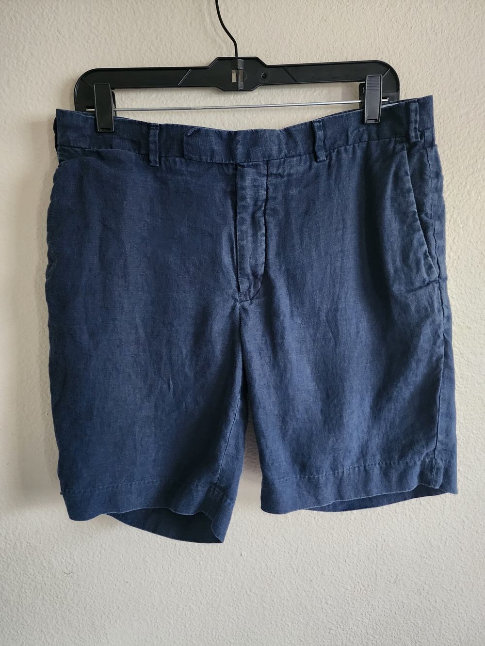 Polo Ralph Lauren 100% Linen Straight Fit Shorts Navy Blue Mens Size 33